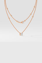 Two Layered Arrayed Solitaire Necklace
