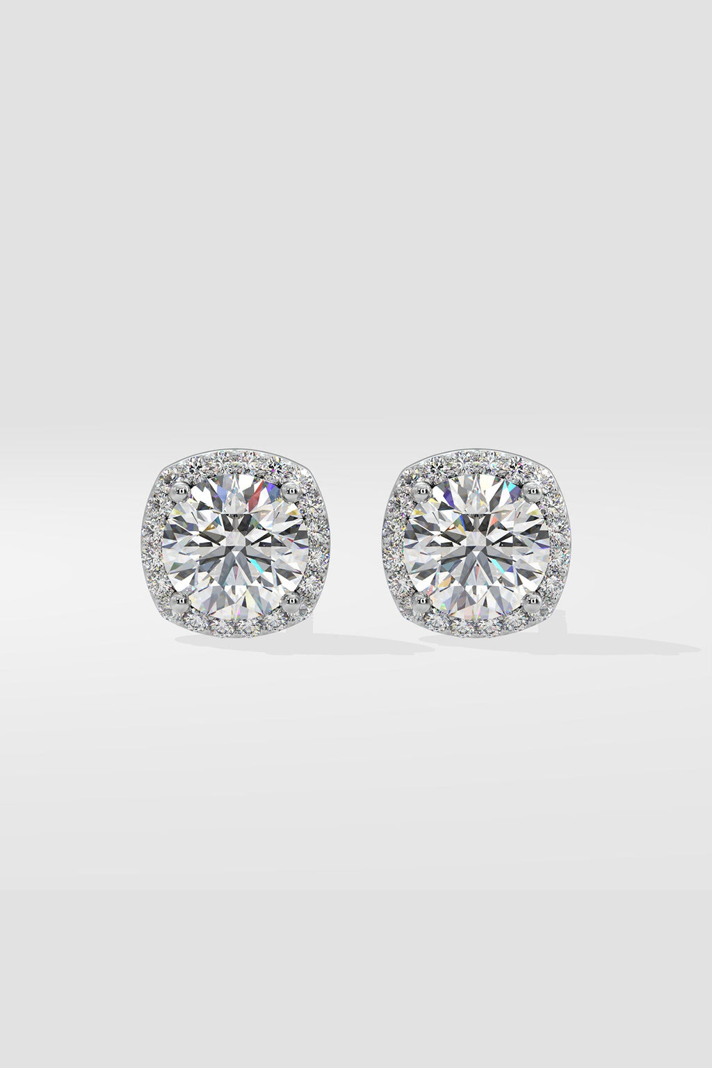 2 ct Cushion Halo Studs