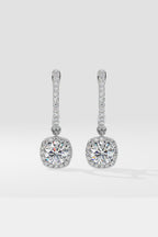 Cushion Halo Solitaire Drop Danglers