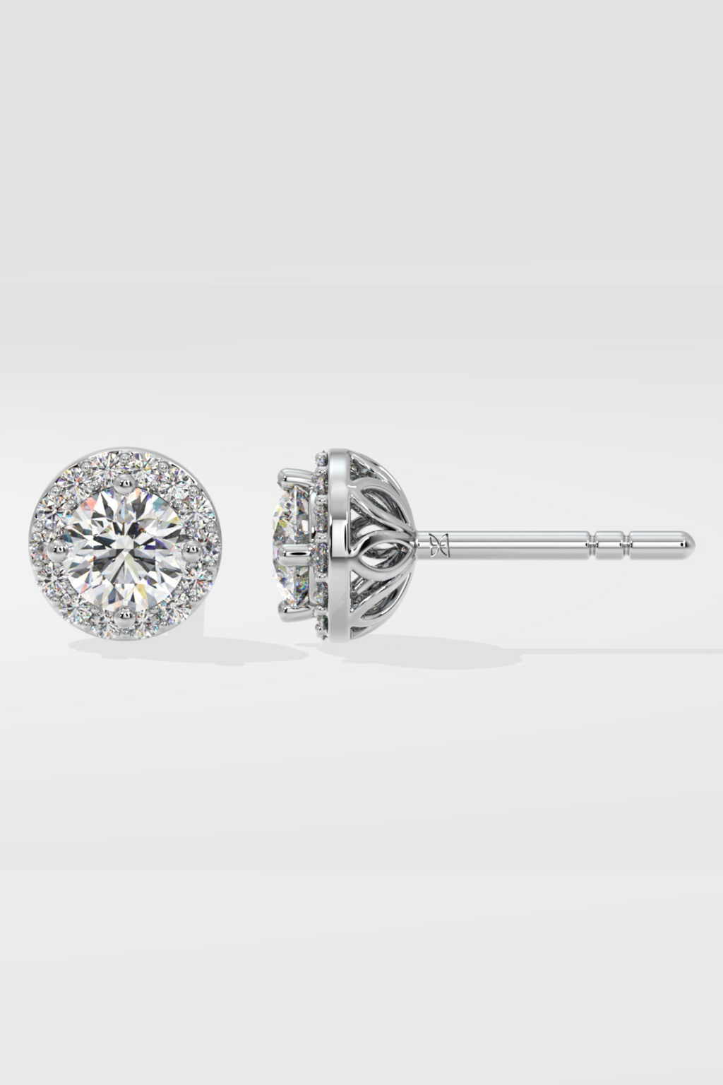 1 ct Solitaire Halo Studs