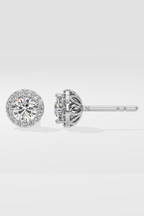 1 ct Solitaire Halo Studs