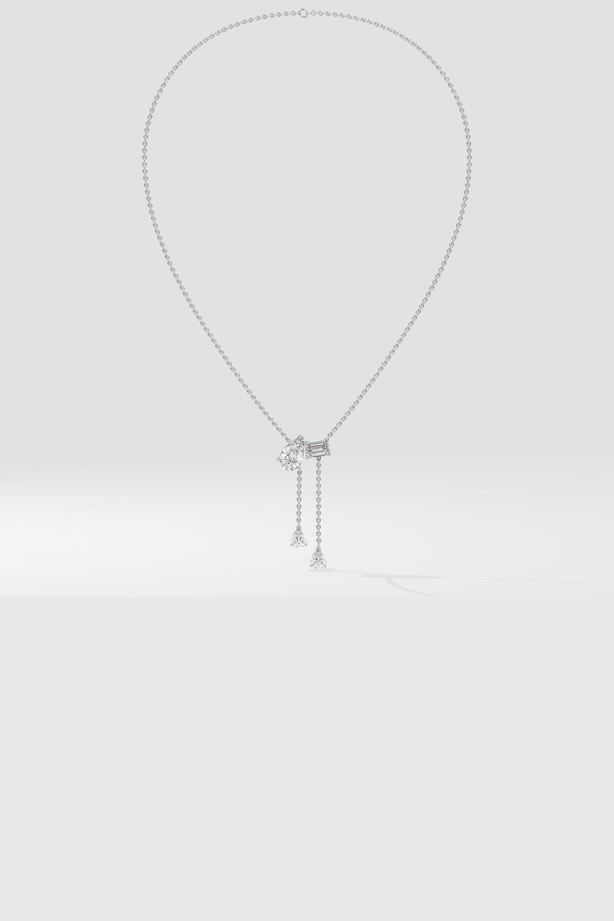 2 Stone Solitaire Necklace With Drops