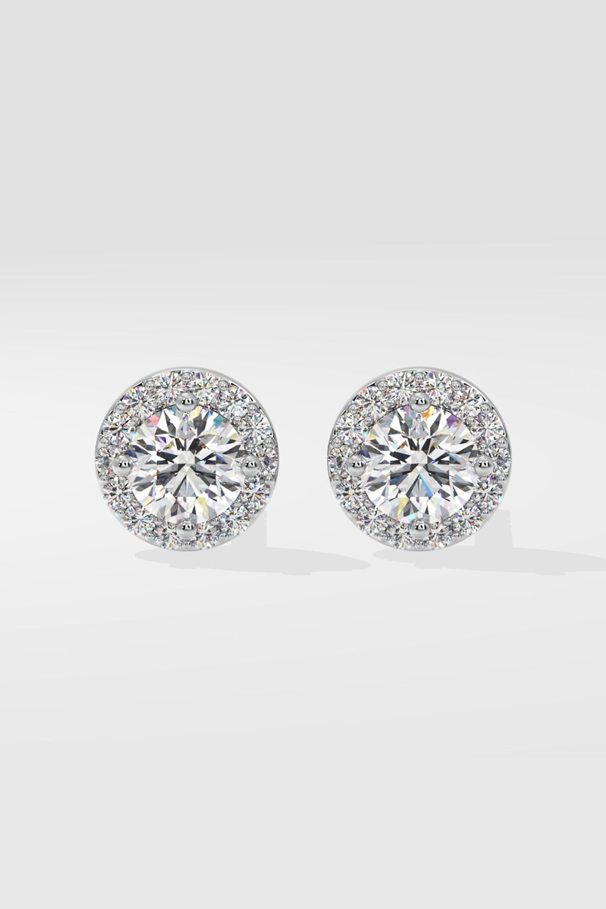 1 ct Solitaire Halo Studs