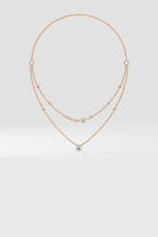 Two Layered Arrayed Solitaire Necklace