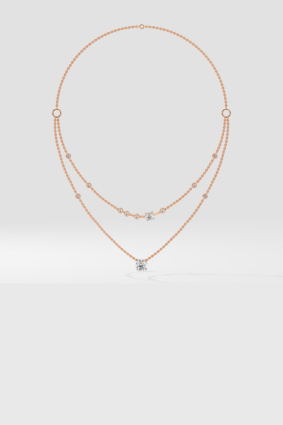 Two Layered Arrayed Solitaire Necklace