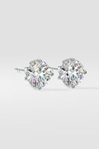 3 ct Solitaire Lotus Studs