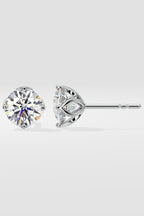 3 ct Solitaire Lotus Studs