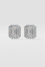 2 ct Emerald Halo Earrings
