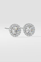 1 ct Scalloped Halo Earrings