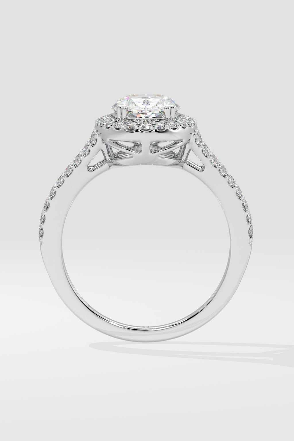 1.5 ct Oval Halo Split Shank Ring