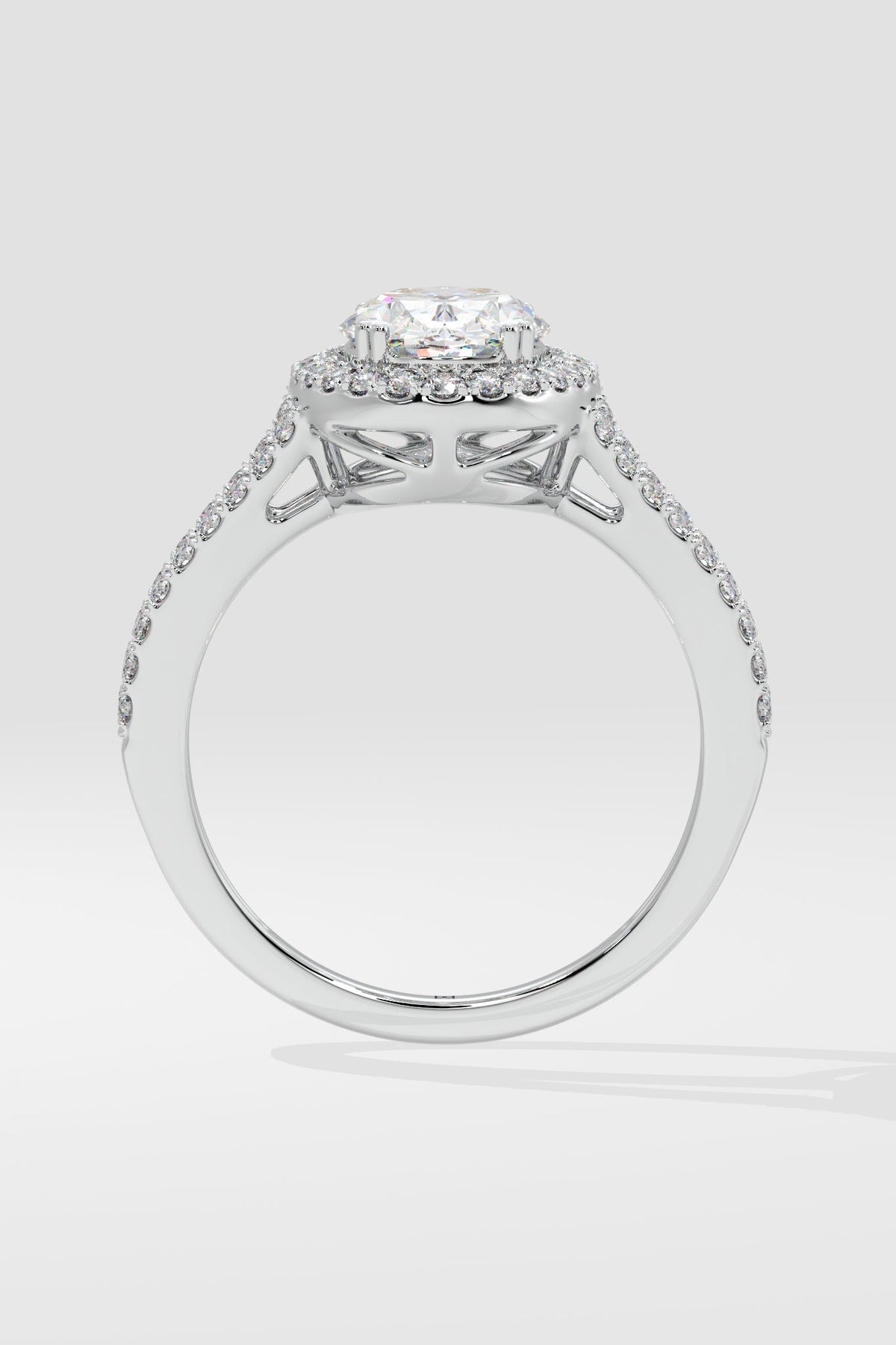 1.5 ct Oval Halo Split Shank Ring