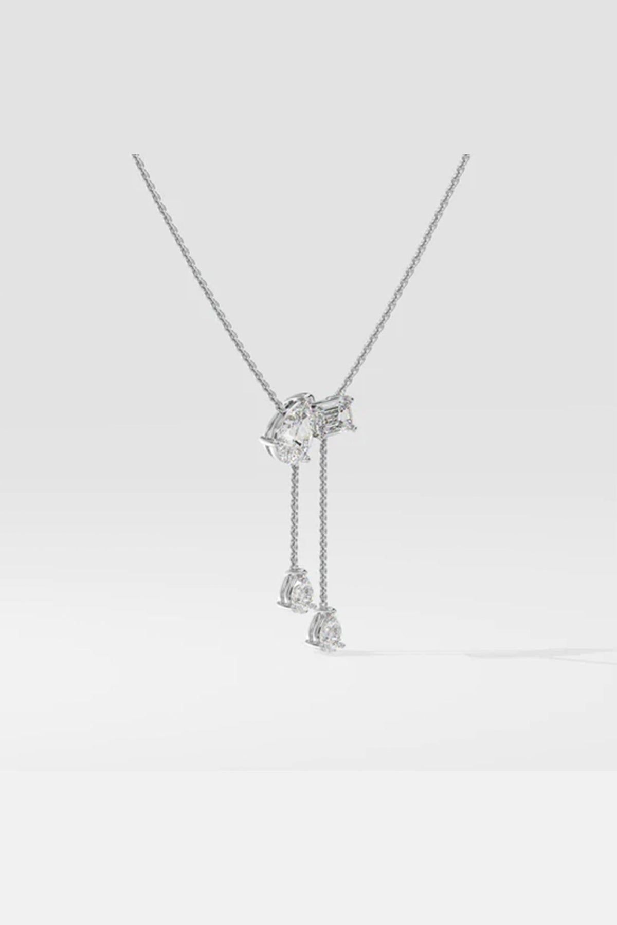 2 Stone Solitaire Necklace With Drops