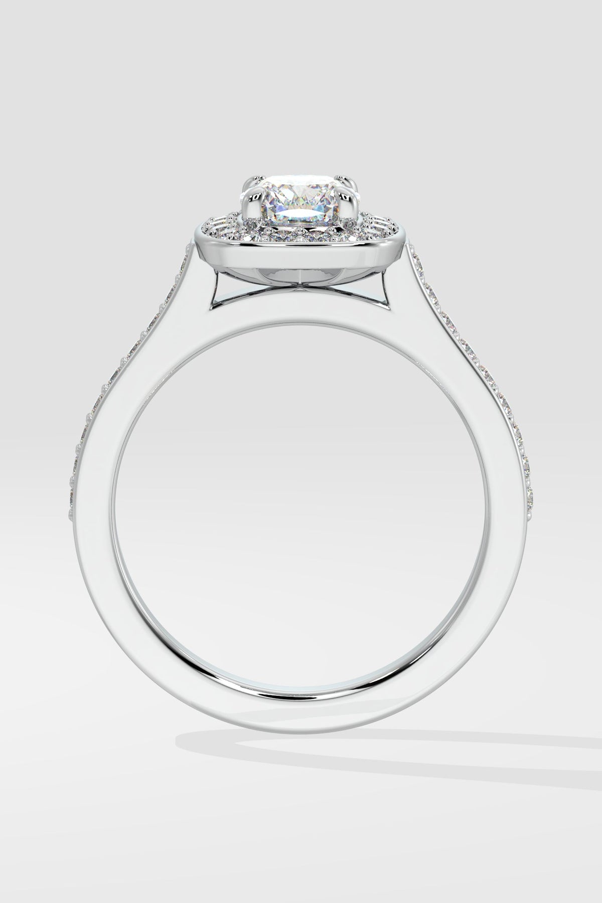 1 ct Accented Halo Cushion Solitaire Ring
