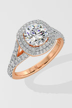 1.5 ct Halo Solitaire Y-Shank Ring