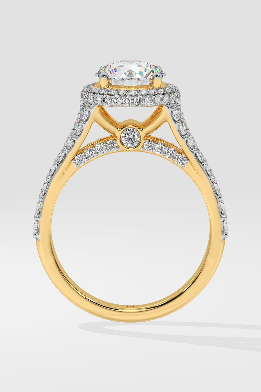 1.5 ct Halo Solitaire Y-Shank Ring