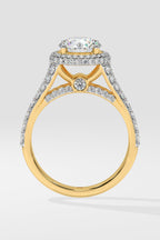1.5 ct Halo Solitaire Y-Shank Ring