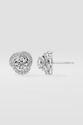 2 ct Solitaire Swirl Halo Earring