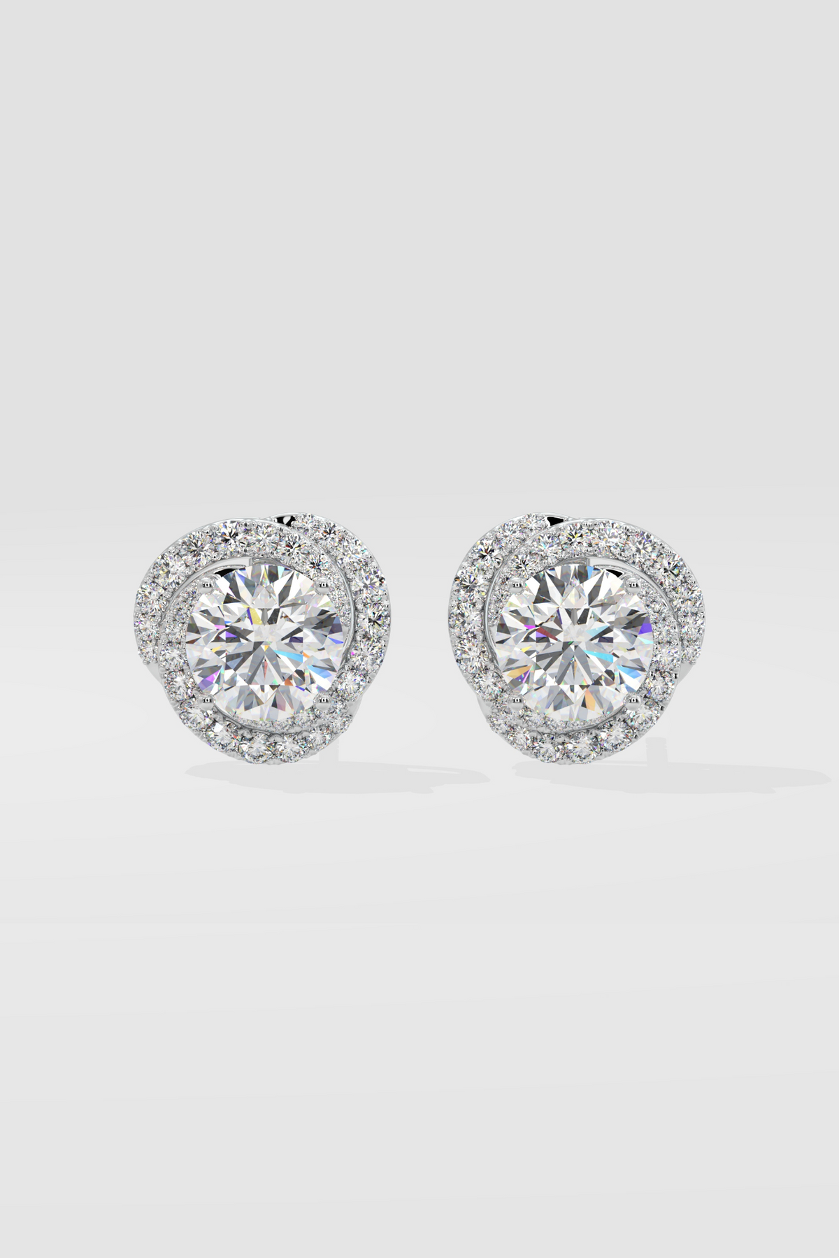 6 ct Solitaire Swirl Halo Earring